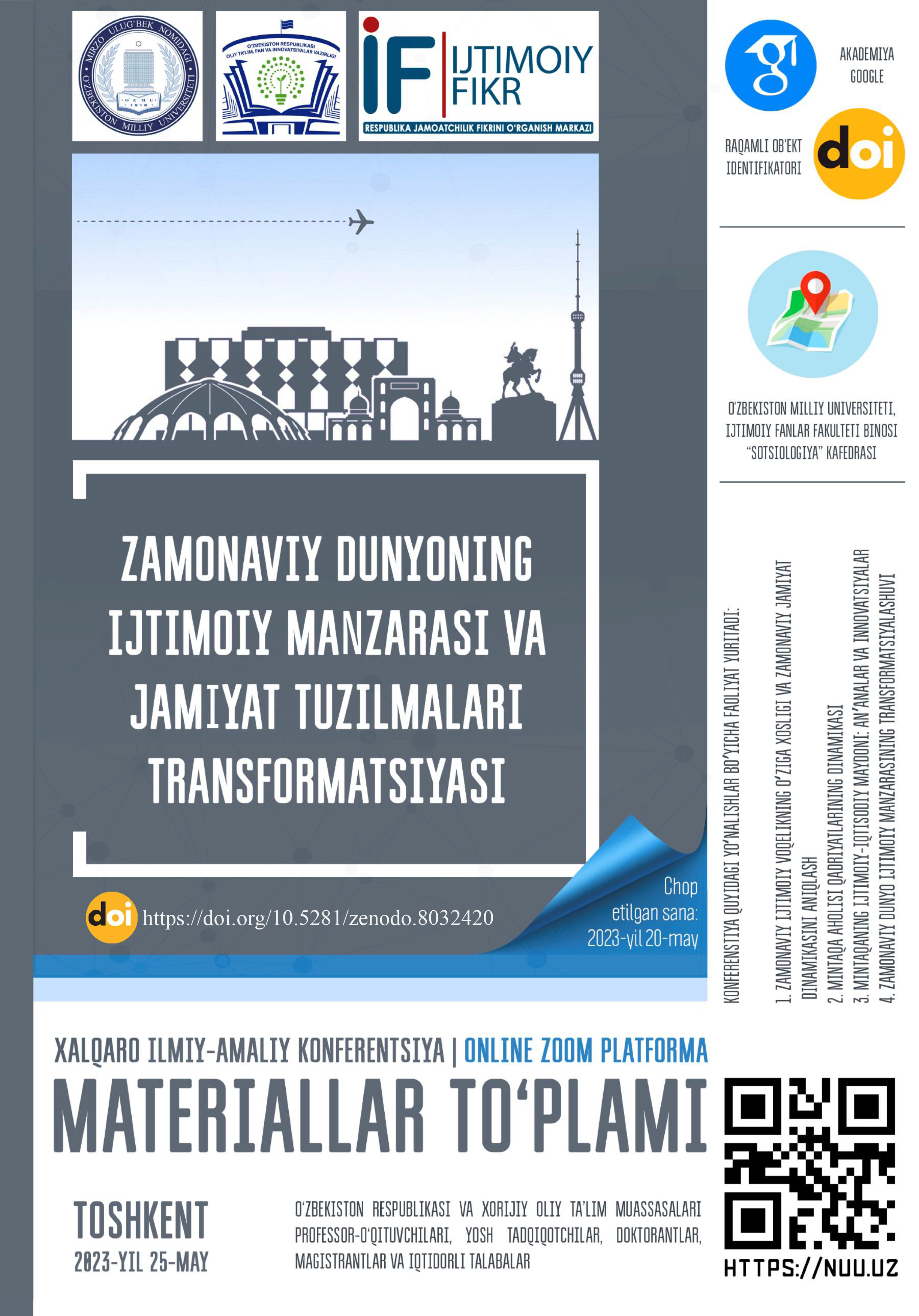					View Vol. 1 No. 1 (2024):  ZAMONAVIY DUNYONING IJTIMOIY MANZARASI VA JAMIYAT TUZILMALARI TRANSFORMATSIYASI
				
