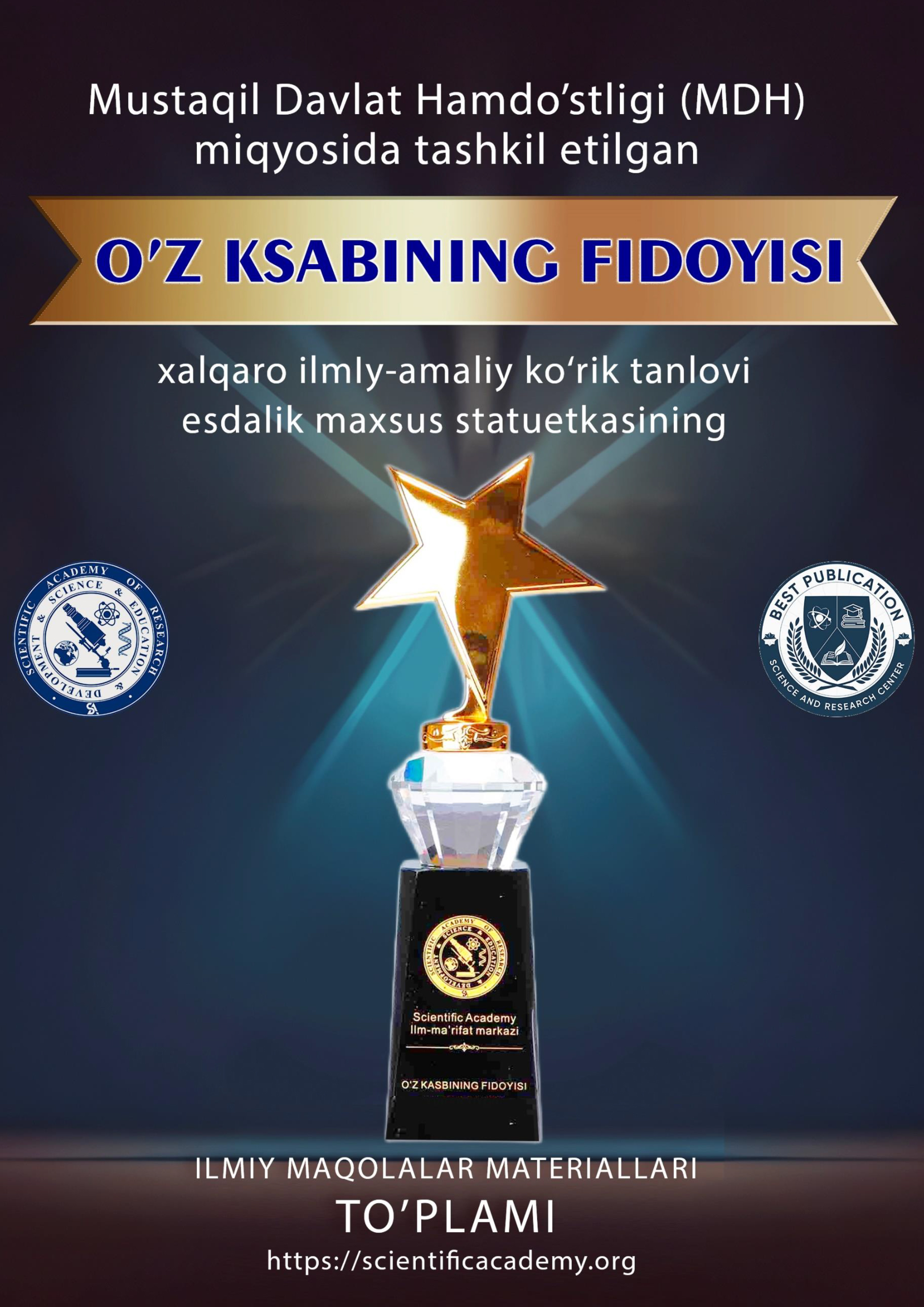 					View Vol. 1 No. 1 (2024):  O’Z KASBINING FIDOYISI
				