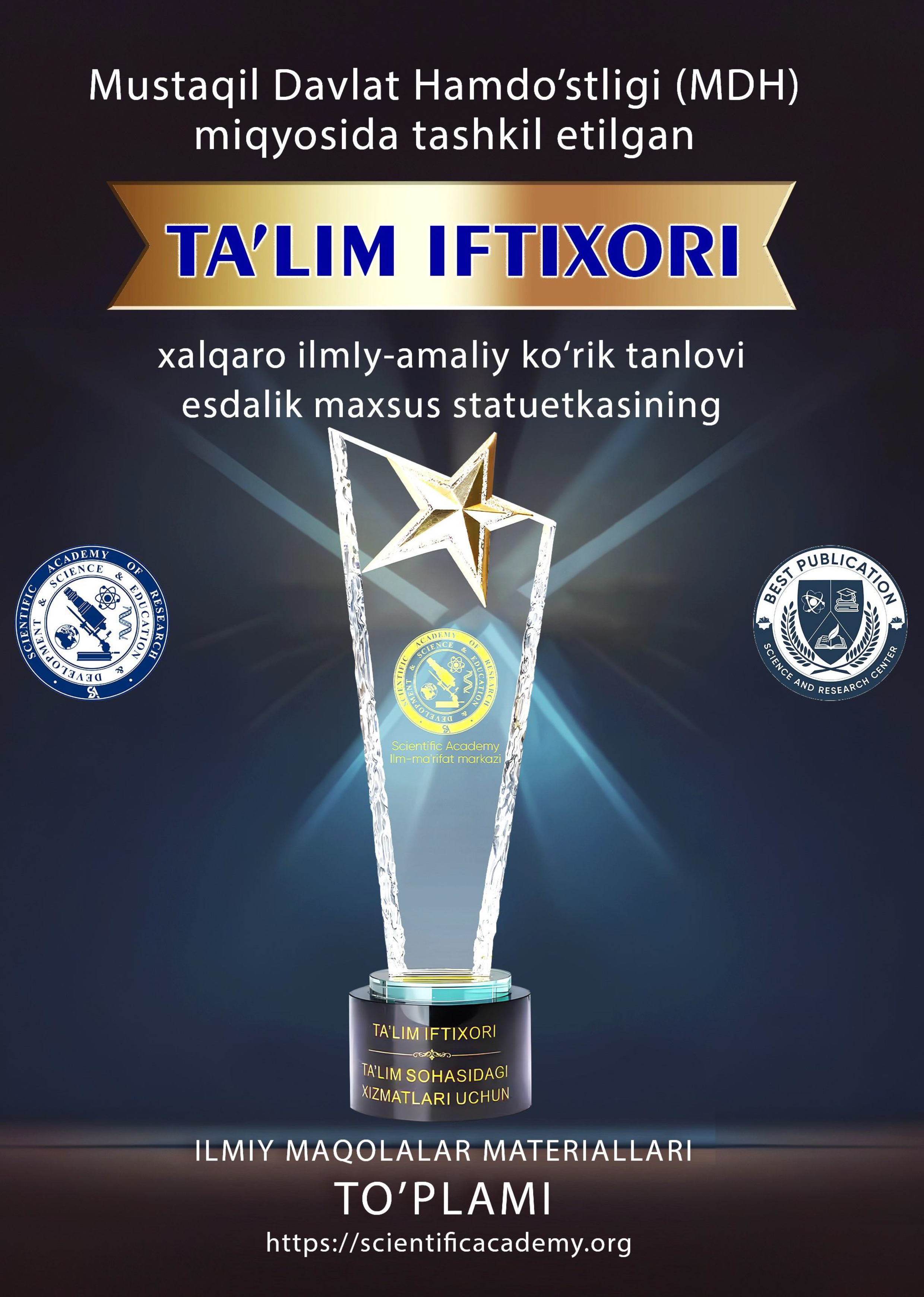 					View Vol. 1 No. 1 (2024): TA’LIM IFTIXORI
				